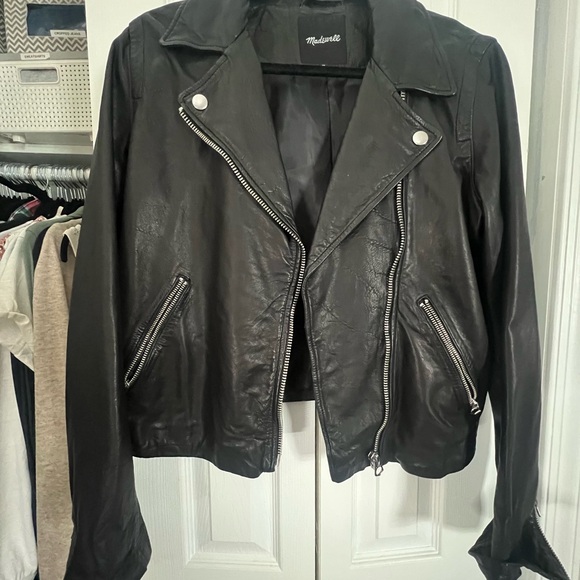 Madewell Washed Leather Motorcycle Jacket - Picture 3 of 6